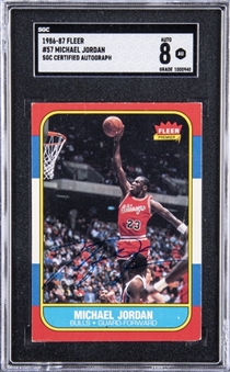 1986/87 Fleer #57 Michael Jordan Signed Rookie Card – SGC 8 Signature!